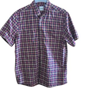 ROWM Men's L Plaid Short Sleeve Shirt Multicolored Chest Pocket
